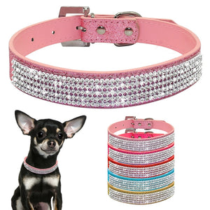 Dog Bling Pet Collar Rhinestone Crystal Diamond PU Leather Cat Puppy Collar Pet Collars Pets Supplies Dog Accessories