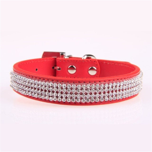 Dog Bling Pet Collar Rhinestone Crystal Diamond PU Leather Cat Puppy Collar Pet Collars Pets Supplies Dog Accessories