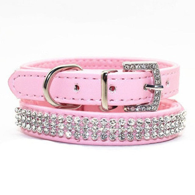 Dog Bling Pet Collar Rhinestone Crystal Diamond PU Leather Cat Puppy Collar Pet Collars Pets Supplies Dog Accessories