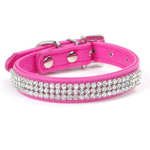 Dog Bling Pet Collar Rhinestone Crystal Diamond PU Leather Cat Puppy Collar Pet Collars Pets Supplies Dog Accessories