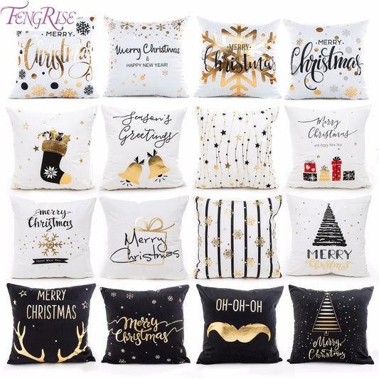 45x45cm Cotton Linen Merry Christmas Cover Cushion Christmas Decor for Home Happy New Year Decor 2021