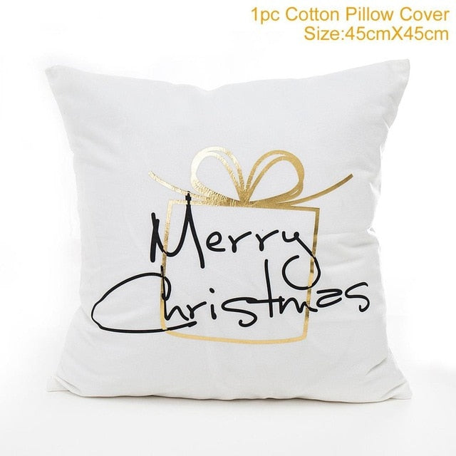 45x45cm Cotton Linen Merry Christmas Cover Cushion Christmas Decor for Home Happy New Year Decor 2021