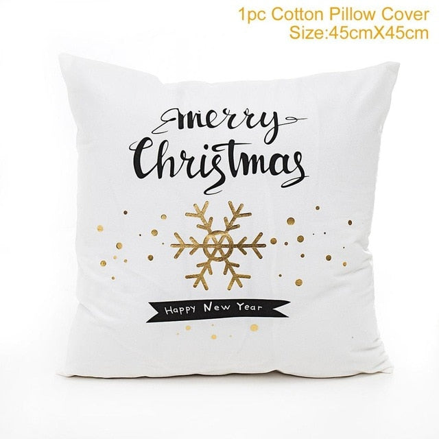 45x45cm Cotton Linen Merry Christmas Cover Cushion Christmas Decor for Home Happy New Year Decor 2021