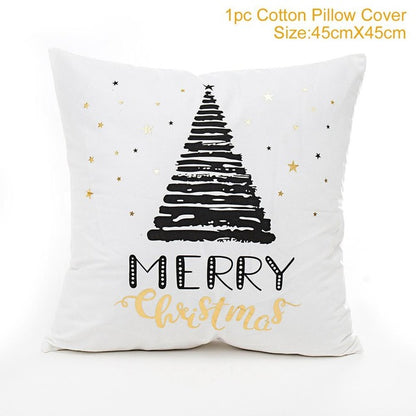 45x45cm Cotton Linen Merry Christmas Cover Cushion Christmas Decor for Home Happy New Year Decor 2021