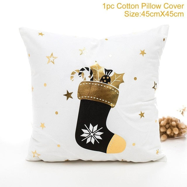 45x45cm Cotton Linen Merry Christmas Cover Cushion Christmas Decor for Home Happy New Year Decor 2021