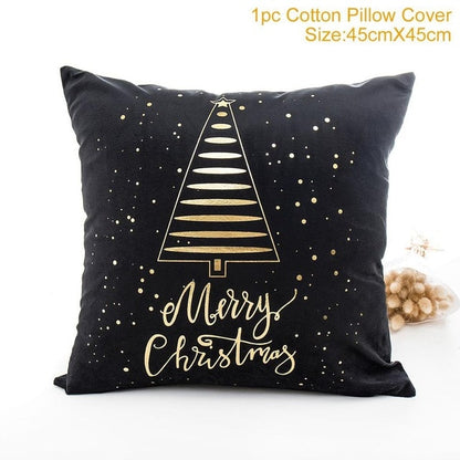 45x45cm Cotton Linen Merry Christmas Cover Cushion Christmas Decor for Home Happy New Year Decor 2021