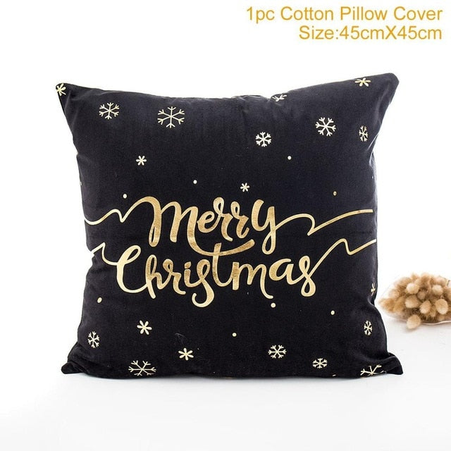 45x45cm Cotton Linen Merry Christmas Cover Cushion Christmas Decor for Home Happy New Year Decor 2021