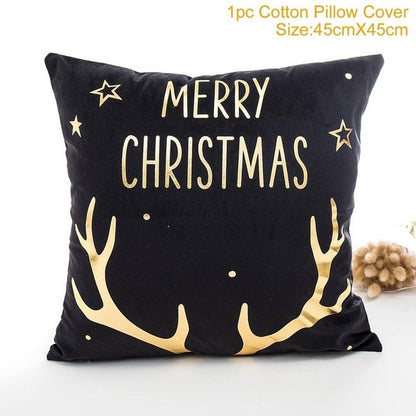 45x45cm Cotton Linen Merry Christmas Cover Cushion Christmas Decor for Home Happy New Year Decor 2021