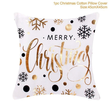 45x45cm Cotton Linen Merry Christmas Cover Cushion Christmas Decor for Home Happy New Year Decor 2021