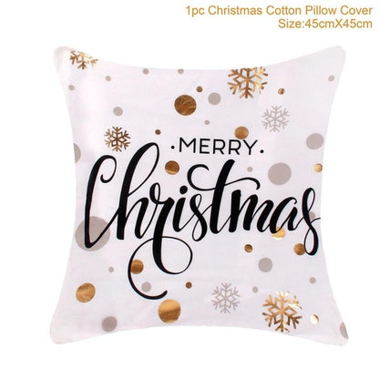 45x45cm Cotton Linen Merry Christmas Cover Cushion Christmas Decor for Home Happy New Year Decor 2021