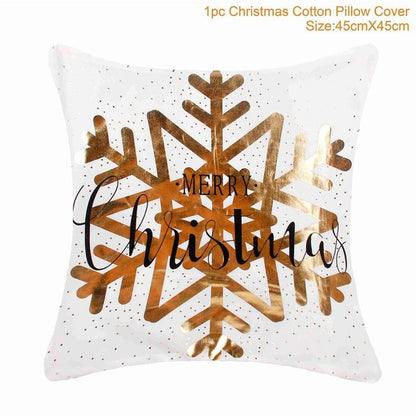 45x45cm Cotton Linen Merry Christmas Cover Cushion Christmas Decor for Home Happy New Year Decor 2021