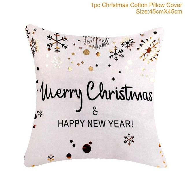 45x45cm Cotton Linen Merry Christmas Cover Cushion Christmas Decor for Home Happy New Year Decor 2021