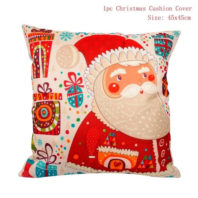 45x45cm Cotton Linen Merry Christmas Cover Cushion Christmas Decor for Home Happy New Year Decor 2021