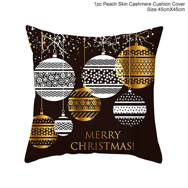 45x45cm Cotton Linen Merry Christmas Cover Cushion Christmas Decor for Home Happy New Year Decor 2021