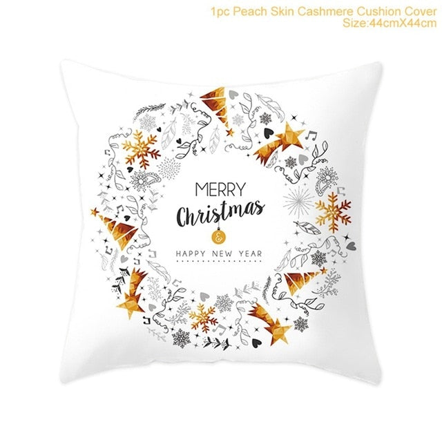 45x45cm Cotton Linen Merry Christmas Cover Cushion Christmas Decor for Home Happy New Year Decor 2021