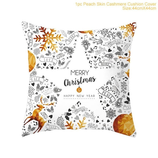 45x45cm Cotton Linen Merry Christmas Cover Cushion Christmas Decor for Home Happy New Year Decor 2021