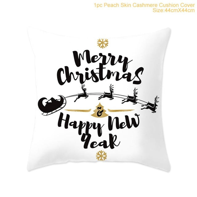 45x45cm Cotton Linen Merry Christmas Cover Cushion Christmas Decor for Home Happy New Year Decor 2021