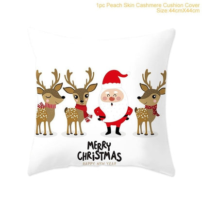 45x45cm Cotton Linen Merry Christmas Cover Cushion Christmas Decor for Home Happy New Year Decor 2021