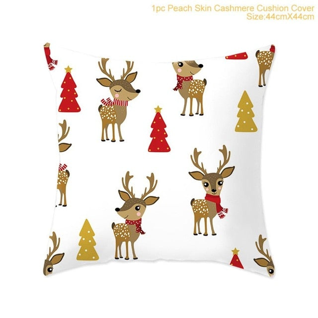 45x45cm Cotton Linen Merry Christmas Cover Cushion Christmas Decor for Home Happy New Year Decor 2021