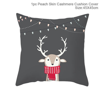 45x45cm Cotton Linen Merry Christmas Cover Cushion Christmas Decor for Home Happy New Year Decor 2021