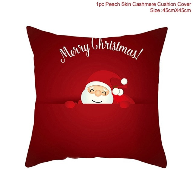 45x45cm Cotton Linen Merry Christmas Cover Cushion Christmas Decor for Home Happy New Year Decor 2021