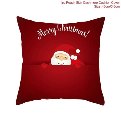 45x45cm Cotton Linen Merry Christmas Cover Cushion Christmas Decor for Home Happy New Year Decor 2021