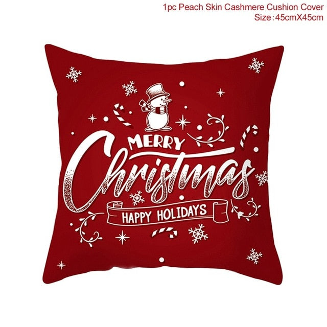 45x45cm Cotton Linen Merry Christmas Cover Cushion Christmas Decor for Home Happy New Year Decor 2021