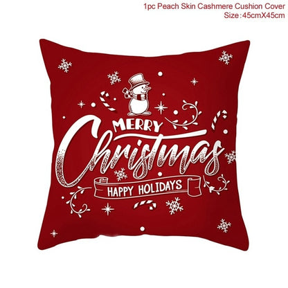 45x45cm Cotton Linen Merry Christmas Cover Cushion Christmas Decor for Home Happy New Year Decor 2021