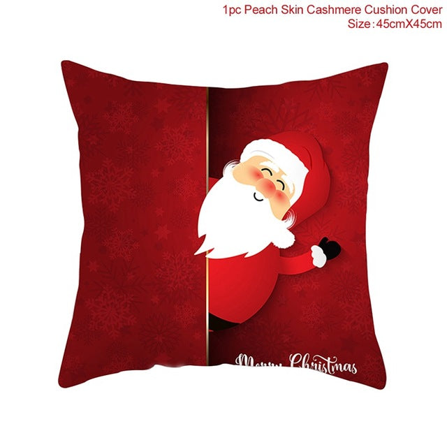 45x45cm Cotton Linen Merry Christmas Cover Cushion Christmas Decor for Home Happy New Year Decor 2021