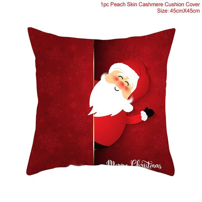 45x45cm Cotton Linen Merry Christmas Cover Cushion Christmas Decor for Home Happy New Year Decor 2021