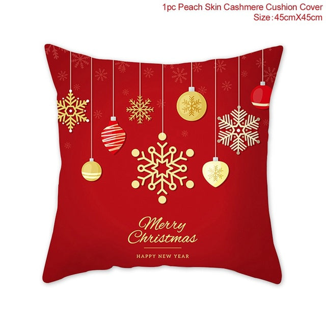 45x45cm Cotton Linen Merry Christmas Cover Cushion Christmas Decor for Home Happy New Year Decor 2021