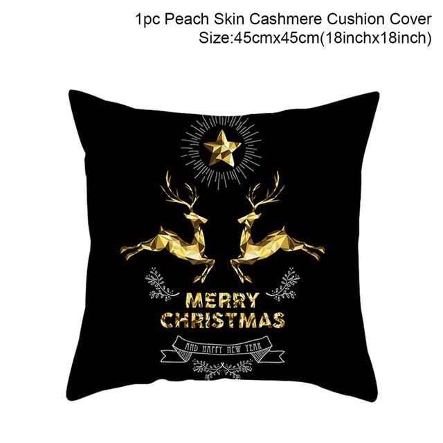 45x45cm Cotton Linen Merry Christmas Cover Cushion Christmas Decor for Home Happy New Year Decor 2021