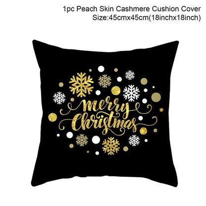 45x45cm Cotton Linen Merry Christmas Cover Cushion Christmas Decor for Home Happy New Year Decor 2021