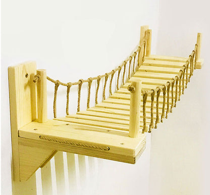 Roped Cat Bridge Climbing Wall Wood Step Pet Cat Tree Tower House Kitten Bed Sisal Scratching Post Jumping bridge Pet Furniture