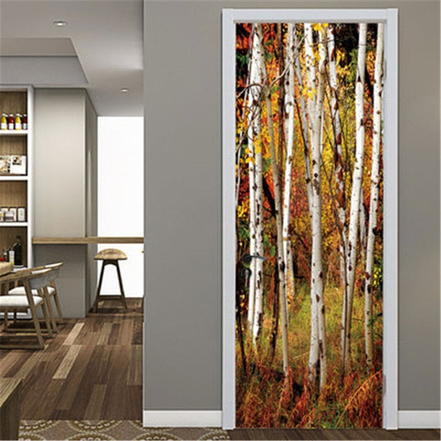 DIY Self-adhesive Natural Scenery Door Wallpaper Home Decor Waterproof Removable Poster Stickers on the Doors Wall Decal