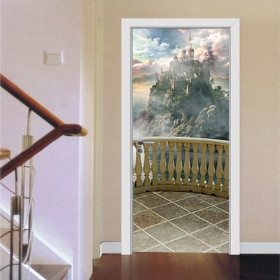 DIY Self-adhesive Natural Scenery Door Wallpaper Home Decor Waterproof Removable Poster Stickers on the Doors Wall Decal