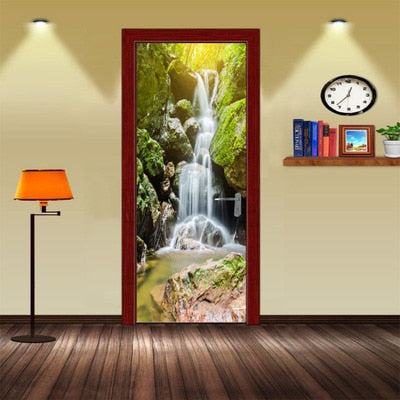 DIY Self-adhesive Natural Scenery Door Wallpaper Home Decor Waterproof Removable Poster Stickers on the Doors Wall Decal