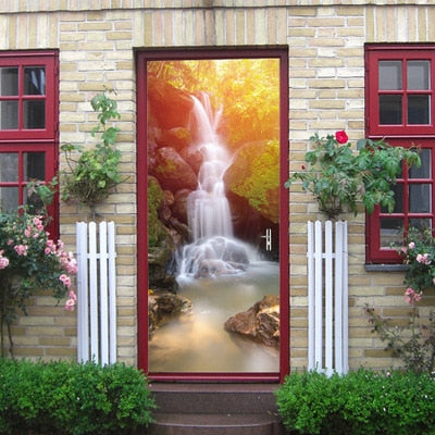 DIY Self-adhesive Natural Scenery Door Wallpaper Home Decor Waterproof Removable Poster Stickers on the Doors Wall Decal