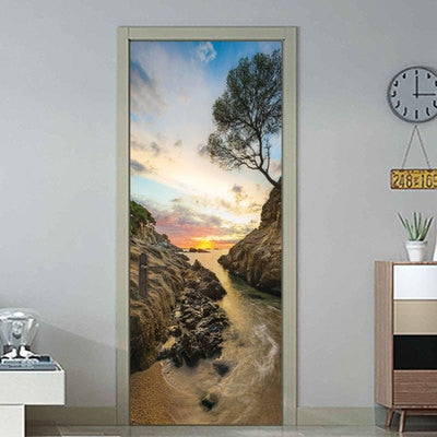 DIY Self-adhesive Natural Scenery Door Wallpaper Home Decor Waterproof Removable Poster Stickers on the Doors Wall Decal