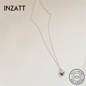INZATT Classic Real 925 Sterling Silver Heart Pendant Necklaces For Women Anniversary Party Fine Jewelry Gold Color