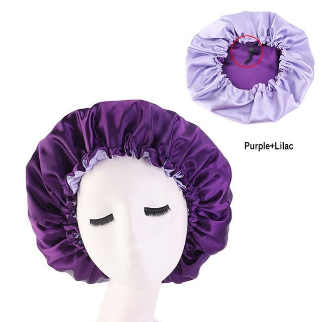 Women Night Sleep Cap Satin Elastic Bonnet Hat For Hair Care Head Cover Adjust Hair Loss Hat Beanies Skullies Islamic New