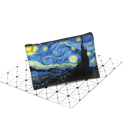 1 Pcs Mini Vintage Oil Painting Coin Purse Women Girls Fashion Printed Wallet Lipstick Portable Money Purse Pocket Bag