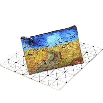 1 Pcs Mini Vintage Oil Painting Coin Purse Women Girls Fashion Printed Wallet Lipstick Portable Money Purse Pocket Bag