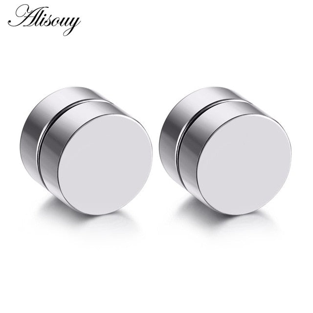 2pcs Punk Mens Strong Magnet Magnetic Ear Stud Set Non Piercing Earrings Ear Plugs Jewelry Gift for Friends Lovers