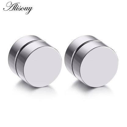 2pcs Punk Mens Strong Magnet Magnetic Ear Stud Set Non Piercing Earrings Ear Plugs Jewelry Gift for Friends Lovers