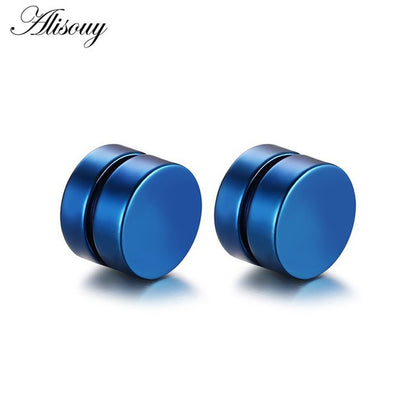 2pcs Punk Mens Strong Magnet Magnetic Ear Stud Set Non Piercing Earrings Ear Plugs Jewelry Gift for Friends Lovers