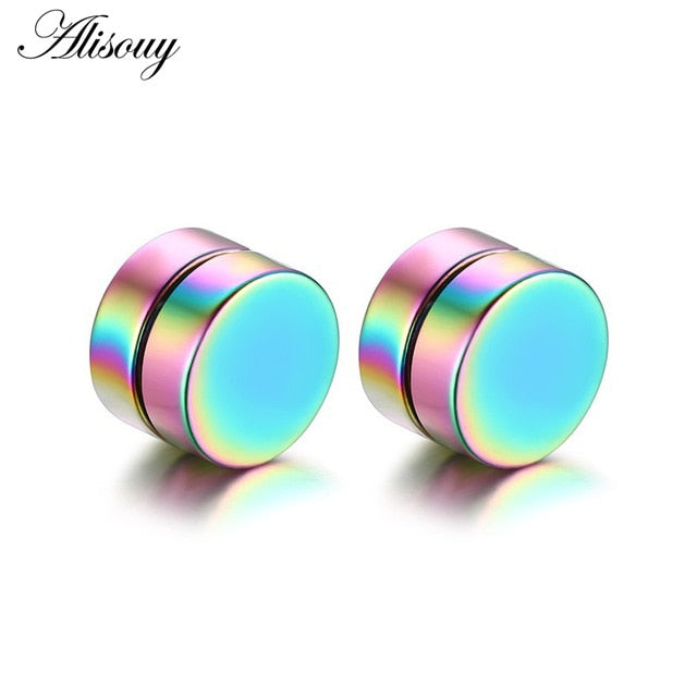 2pcs Punk Mens Strong Magnet Magnetic Ear Stud Set Non Piercing Earrings Ear Plugs Jewelry Gift for Friends Lovers