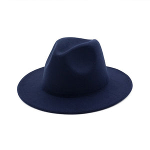 Womens Felt Hat Fedoras Big Brim Hats For Women British Style Vintage Church Hats Lady Flat Brim Fedoras
