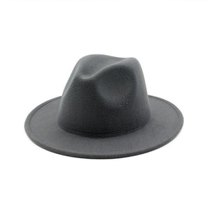Womens Felt Hat Fedoras Big Brim Hats For Women British Style Vintage Church Hats Lady Flat Brim Fedoras