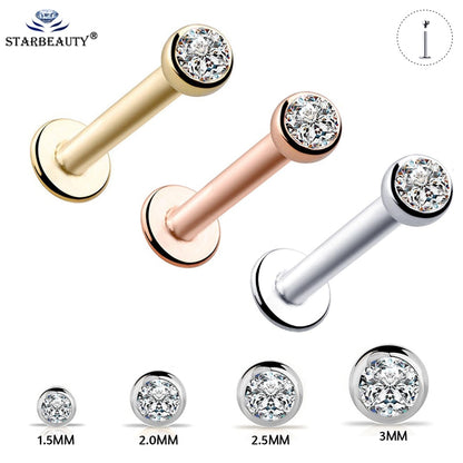 1Pc 16G 1.5-3mm Labret Tragus Cartilage Earring 16g Punk Cz Gem Round Tragus Lip Ring Monroe Ear Women Earring Piercing